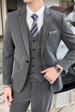 条纹西装男套装三件套休闲修身礼服新郎正装职业1012-SJT829-P280，男装西服套装，星座1012