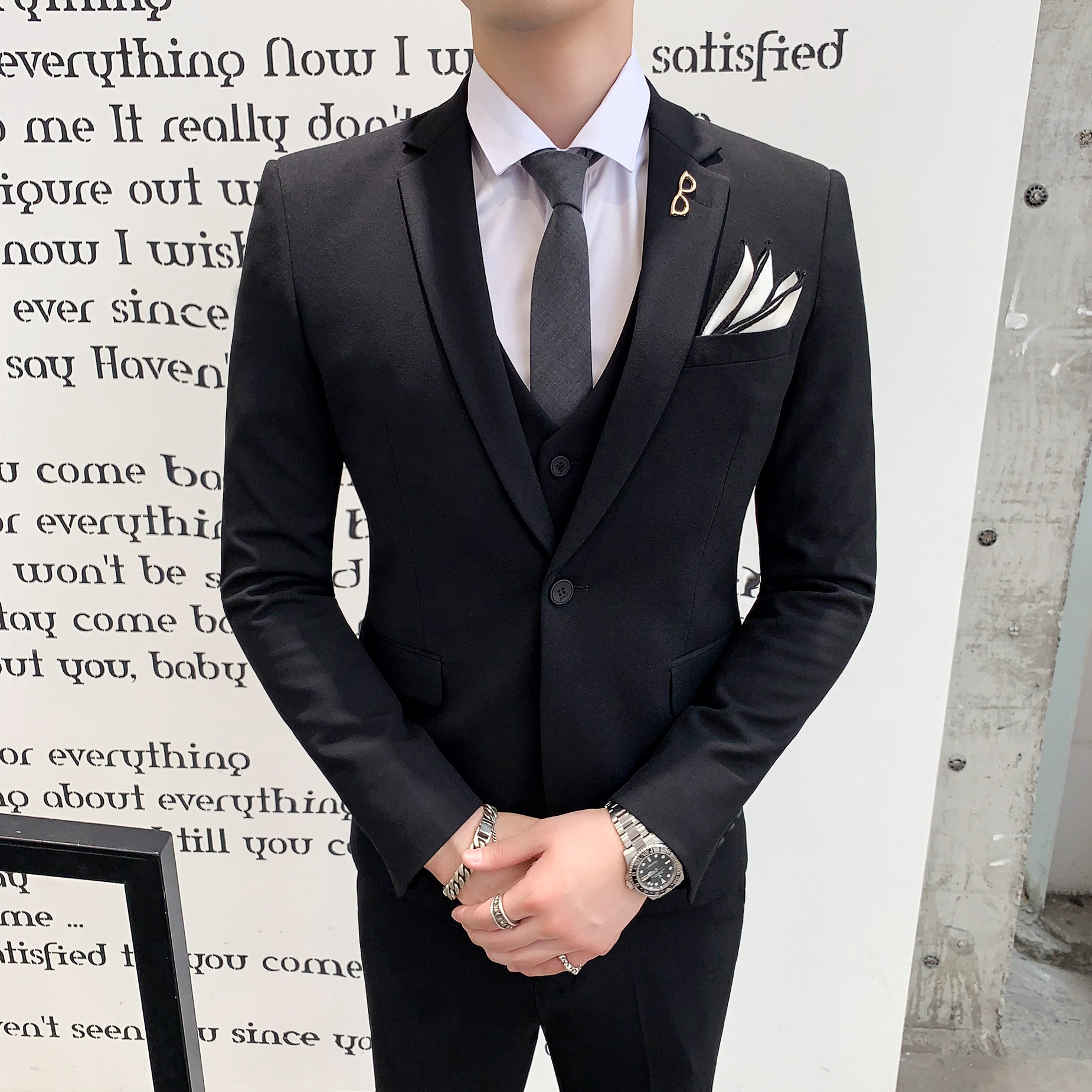 新款西装男套装三件套西服新郎结婚礼服潮流绅士正装SJT805-P260,男装西服套装,星座1012