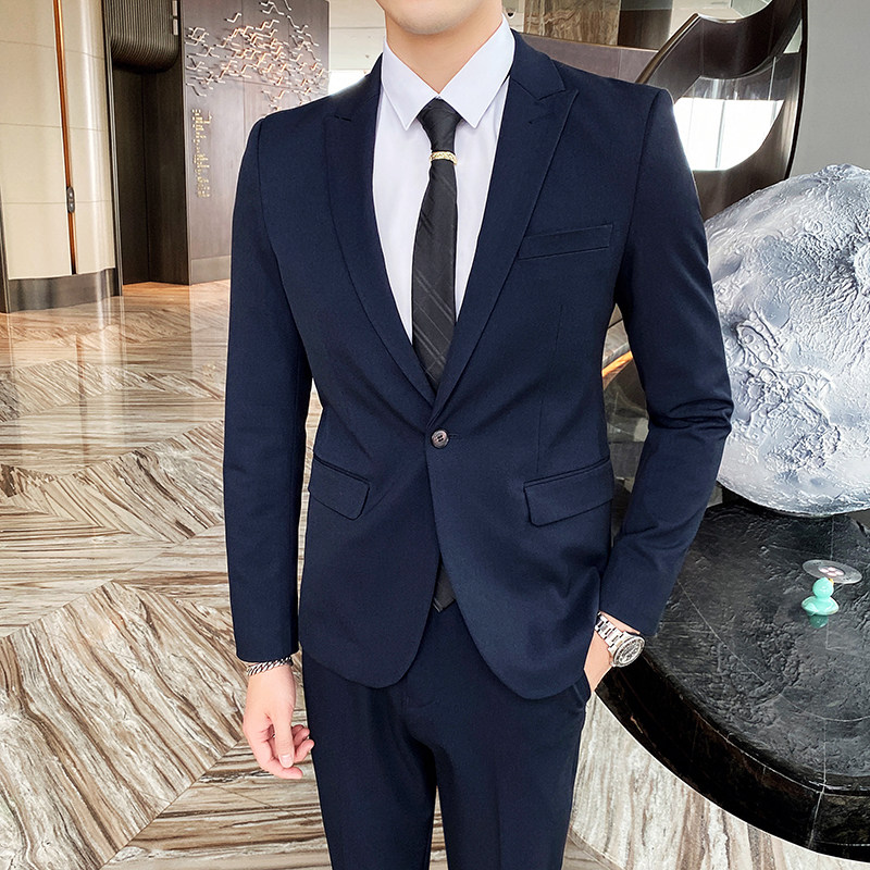 英伦修身西装男套装西服两件套纯色职业商务休闲1012-LJT803，男装西服套装，星座1012