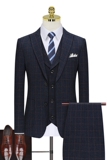 假模品质格子西服套装男三件套商务职业礼服正装新郎SJT851-P265，男装西服套装，星座1012