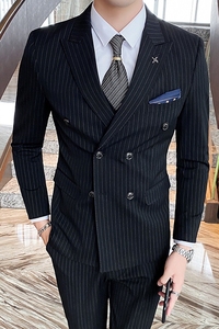 条纹双排扣西服男士套装商务职业礼服西服1012-826图片