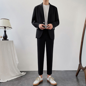 薄款西装上衣男士宽松西服一粒扣亮色休闲帅气礼服DX858-P120,风衣搭配帅气微胖图片