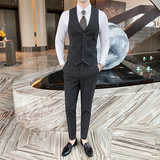 虚线条纹修身西装男套装三件套商务英伦西服SJT820-P260，男装西服套装，星座1012