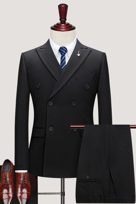 双排扣修身西服三件套男士商务休闲正装宴会礼服新郎结婚西装潮流,男装西服套装,星座1012