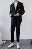 春夏款男生薄款西装礼服两件套宽松西服休闲轻熟LJT859-P180，男装西服套装，星座1012