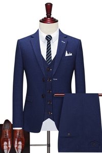 西装男套装三件套修身西服跑量款P185 上衣95马甲40裤子50-SJT839图片