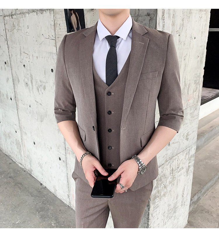 新款夏季西装男套装新郎结婚礼服商务休闲西服三件套SJT802-P255,男装西服套装,星座1012