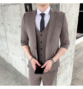新款夏季西装男套装新郎结婚礼服商务休闲西服三件套SJT802-P255图片