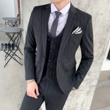 时尚新款条纹西装三件套结婚礼服职业商务修身西服潮SJT808-P260，男装西服套装，星座1012
