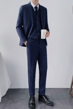 秋冬新款高品质大码西装男套装格子西服新郎结婚厚款SJT851-P260，男装西服套装，星座1012