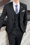 西装男套装三件套新郎结婚礼服格子商务正装职业1012-SJT823-P280，男装西服套装，星座1012