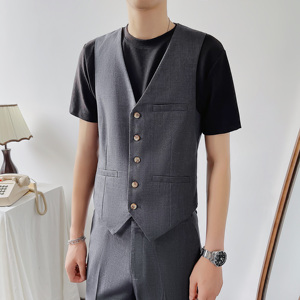 灰色修身西装马甲小坎肩商务休闲职业西服坎肩M834-P45图片
