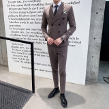 双排扣西装男套装主持人司仪三件套修身西服礼服休闲SJT806-P260，男装西服套装，星座1012