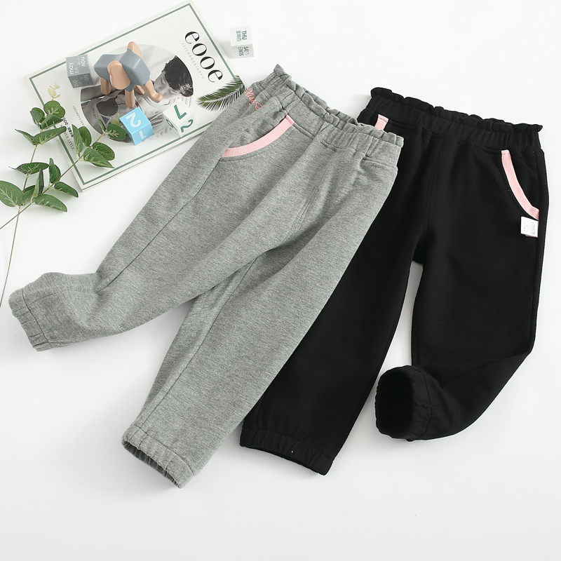 非常小鱼81146女儿童装春秋季纯棉高腰休闲束脚针织长裤正品促销