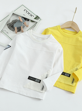 非常小鱼61123男儿童装春秋季纯棉休闲圆领长袖T恤上衣正品促销