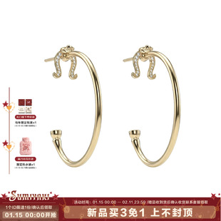 方圆脸天菜！SUMIYAKI 马蹄扣招财纳福耳环镶钻C圈耳环新年礼物女