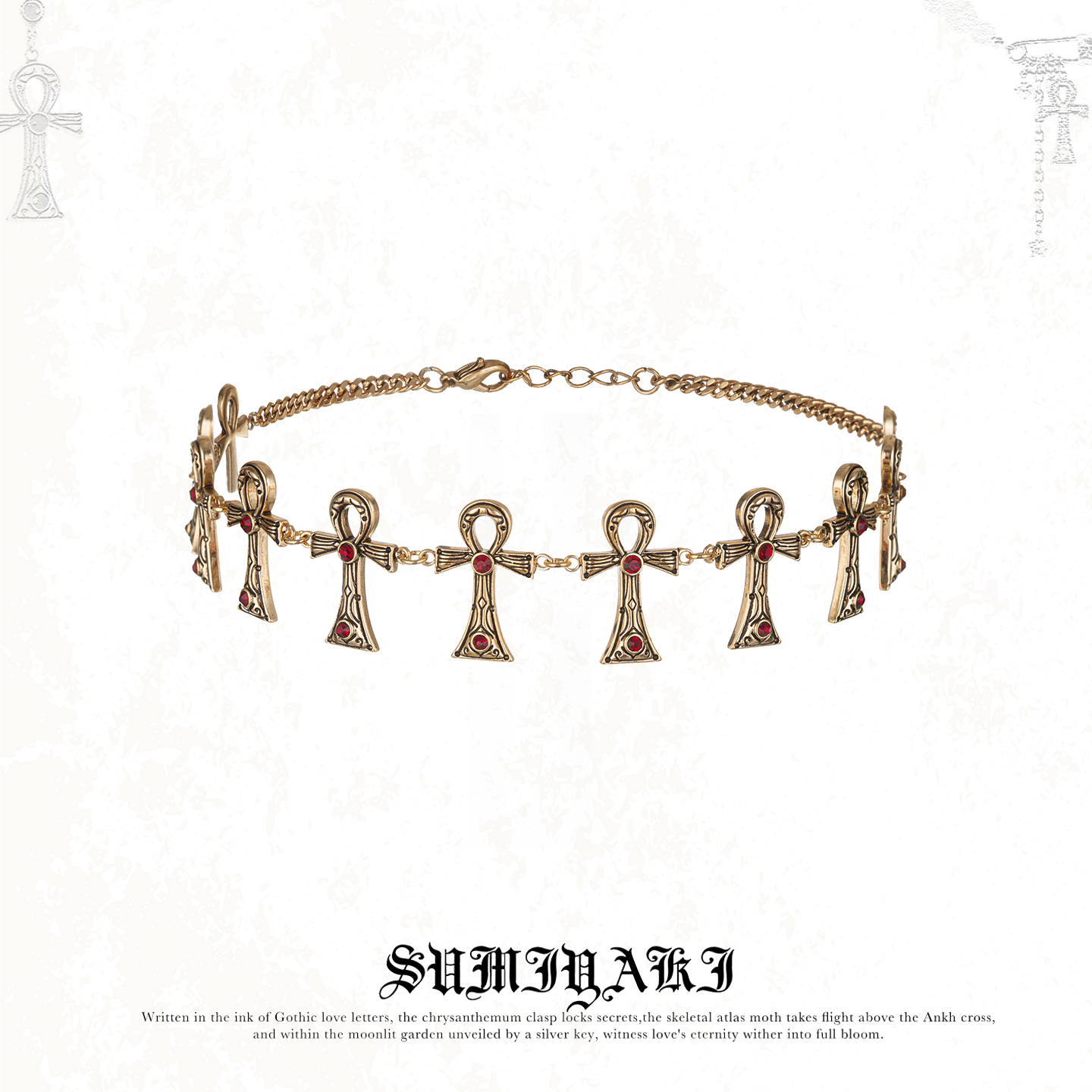 生命之匙安卡十字架复古风锁骨链