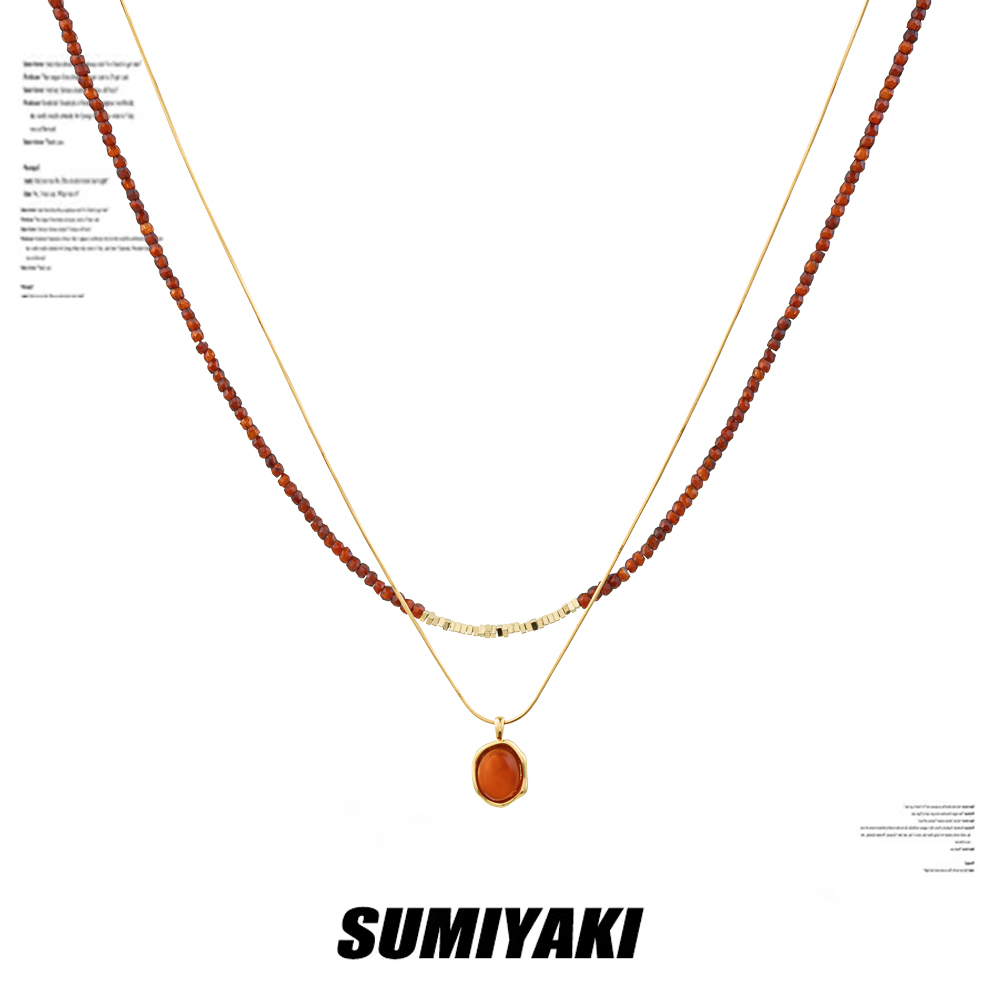 SUMIYAKI天然瑪瑙雙層鎖骨鏈