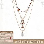 生命之匙系列安卡十字架多层项链复古哥特风叠戴毛衣链 SUMIYAKI