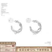 SUMIYAKI经典 C圈藤条缠绕扭曲C圈s925银针耳环百搭通勤锆石小耳钉