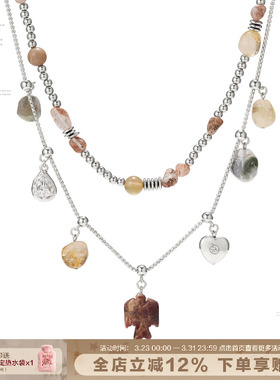 天然石水晶轻奢叠戴双层项链