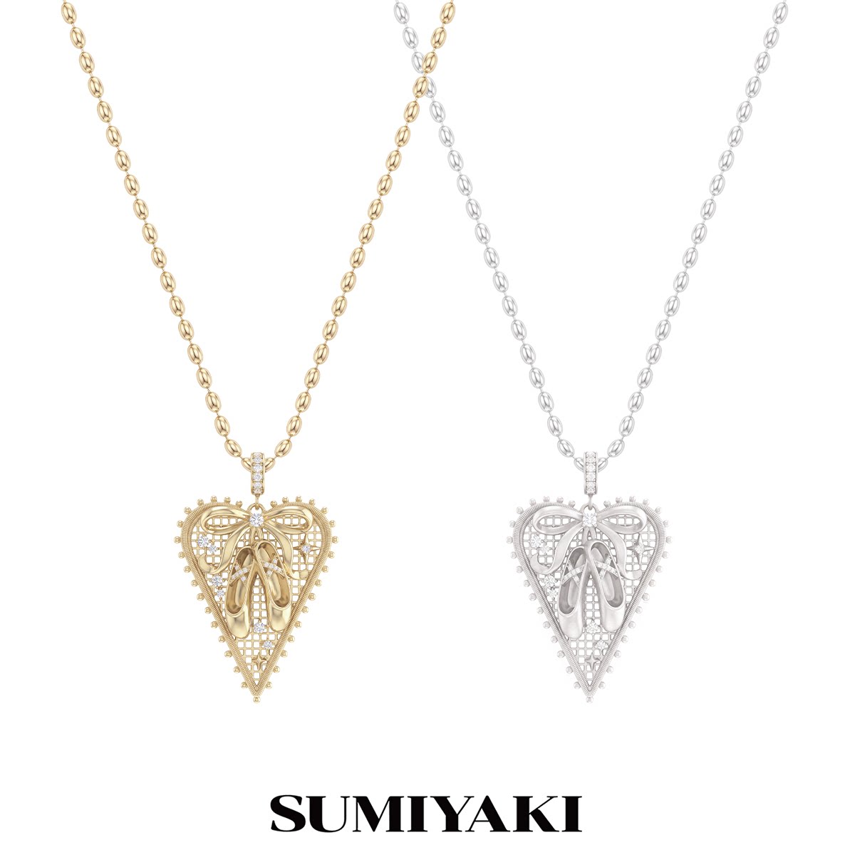 SUMIYAKI 蕾丝系列蝴蝶结爱心项链长款七夕新款高级感配饰女