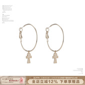 SUMIYAKI 满钻安卡十字架中号耳环显瘦显脸小耳圈