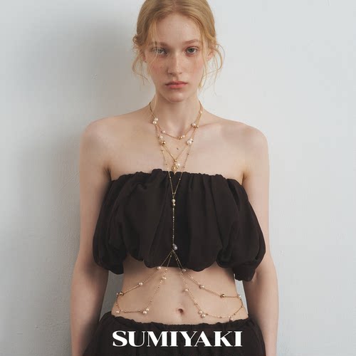 SUMIYAKI 钥匙珍珠身体链可拆分胸链腰链一体多层性感女配饰原创