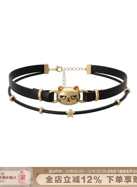 傲娇猫咪双层锁骨链圣诞礼物项链