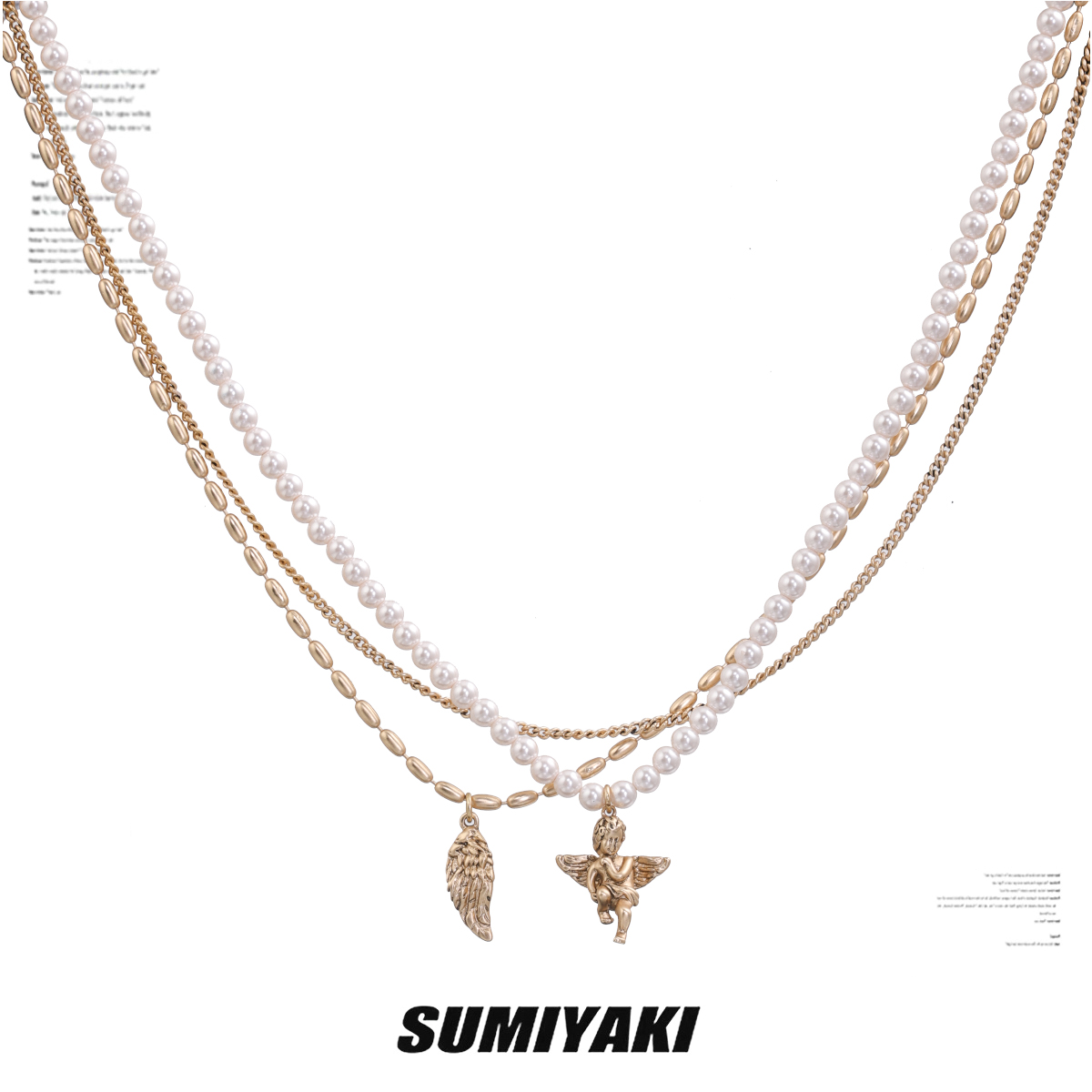 SUMIYAKI天使羽毛珍珠项链
