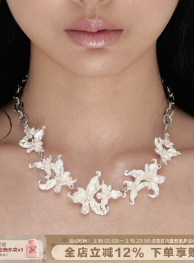 【明星同款】SUMIYAKI苍白诉说系列纯白鸢尾花项链小众Choker女
