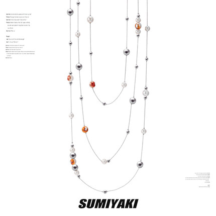 SUMIYAKI 叠戴利器! 原创燃烧破碎珍珠项链火焰长款毛衣链氛围感