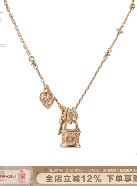 美式复古雏菊项链爱心锁毛衣链