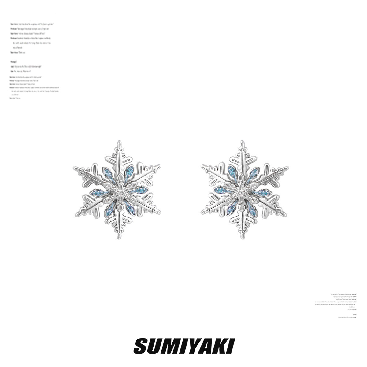 SUMIYAKI 雪花小耳钉给春夏降降温 蓝色高级感新年雪花耳环耳夹女