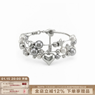 SUMIYAKI 原创灰色珍珠三层叠戴手链百搭单品首饰饰品