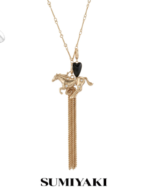 小马镶钻流苏长款项链可拆成耳环