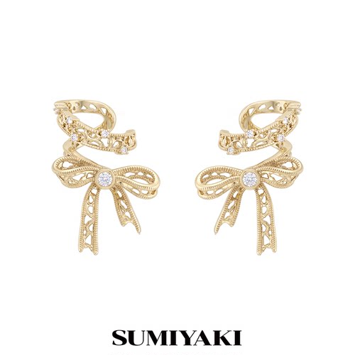 SUMIYAKI 蕾丝系列蝴蝶结耳夹女巨好看无耳洞耳饰高级感耳环新款