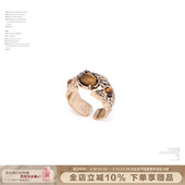 SUMIYAKI 复古雅丹风虎眼石戒指女开口戒小众秋冬设计开口指环女