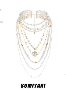 SUMIYAKI多层珍珠爱心项链