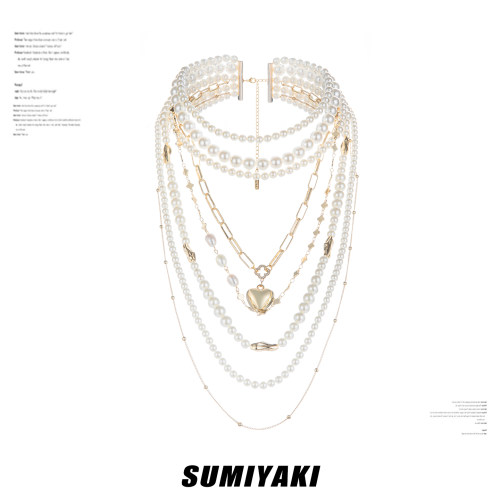 SUMIYAKI多层珍珠爱心项链