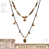 SUMIYAKI 复古串珠双层项链小众高级设计感毛衣链女 虎瞳系列