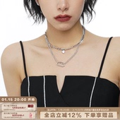 SUMIYAKI 拼接双层锆石项链女高级感小众轻奢锁骨链2024年新款 潮