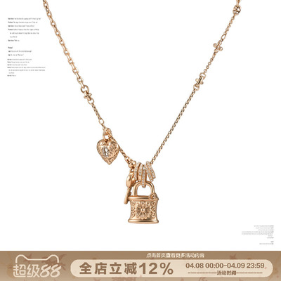 美式复古雏菊项链爱心锁毛衣链