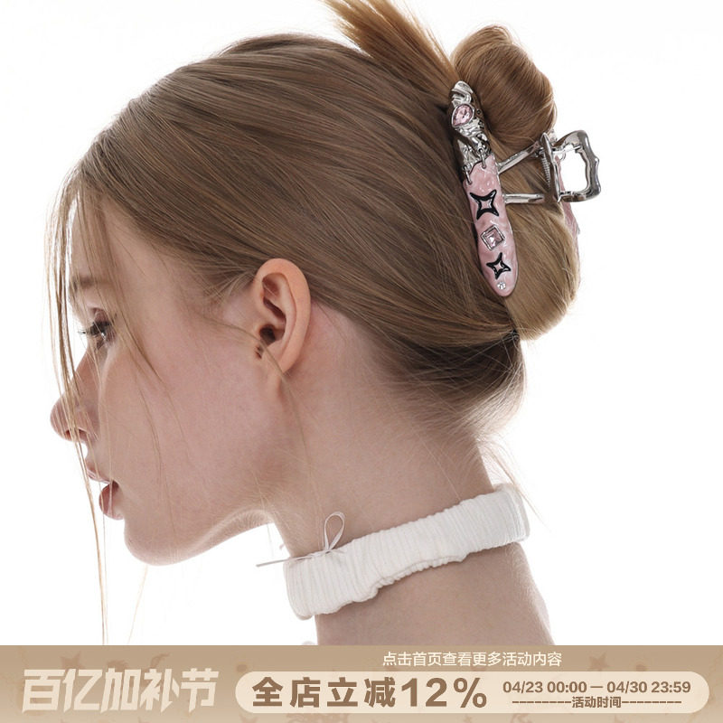 SUMIYAKI原创涂鸦星星金属拼接抓夹鲨鱼夹发饰长款发夹发饰女