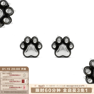 SUMIYAKI 天然木质甜酷猫爪耳环 设计师圣诞礼物s925银针耳饰