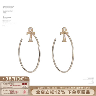 SUMIYAKI 满钻安卡十字架耳环 显瘦显脸小 大耳圈女