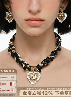 烟花爱心系列秋冬复古丝巾项链