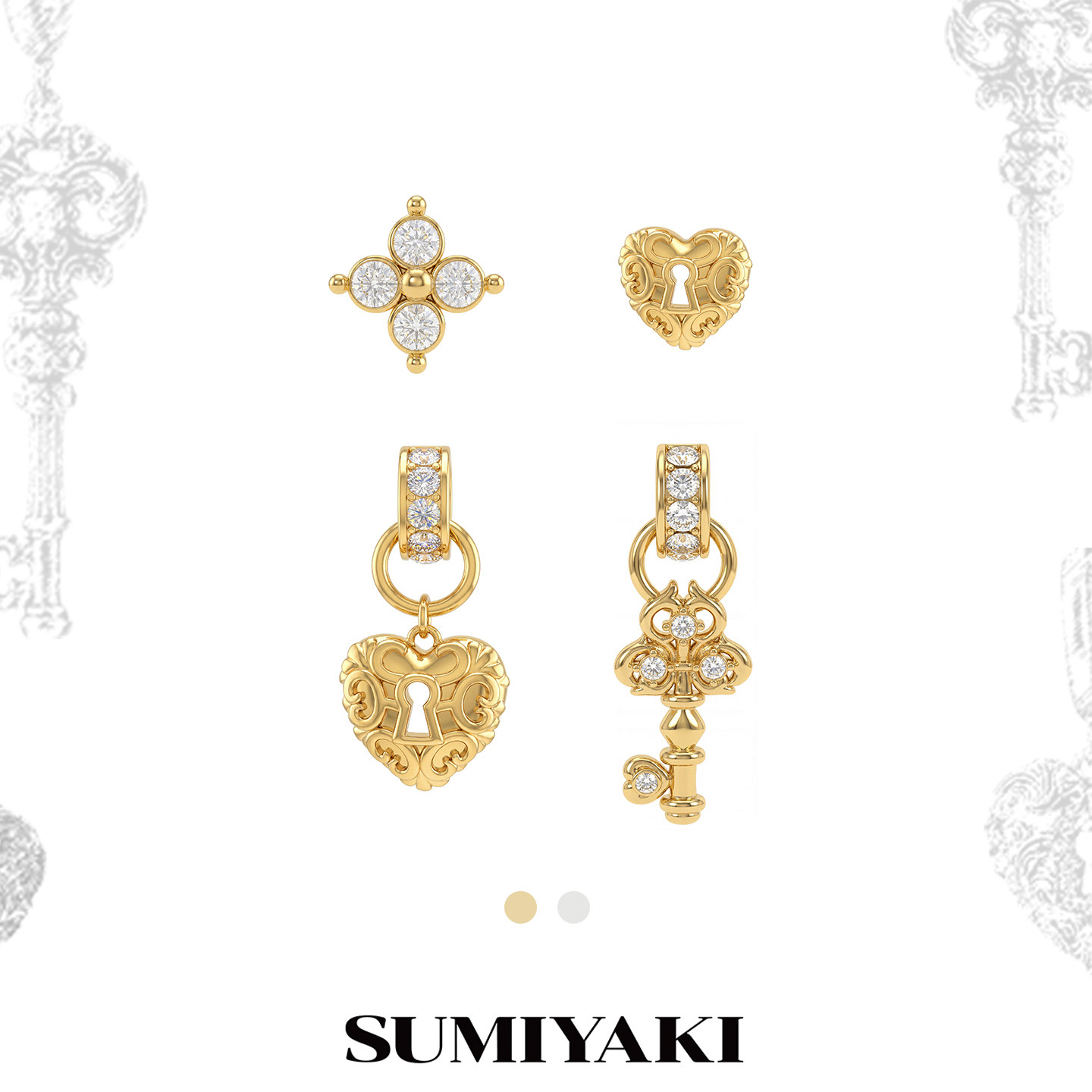 SUMIYAKI复古爱锁芯系列不对称耳环高级感轻奢首饰独特好看耳饰