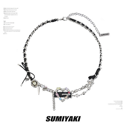 SUMIYAKI朋克爱心皮革项链
