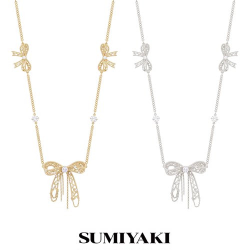 SUMIYAKI蕾丝系列新款原创设计蝴蝶结锁骨链高级感项链女配饰轻奢